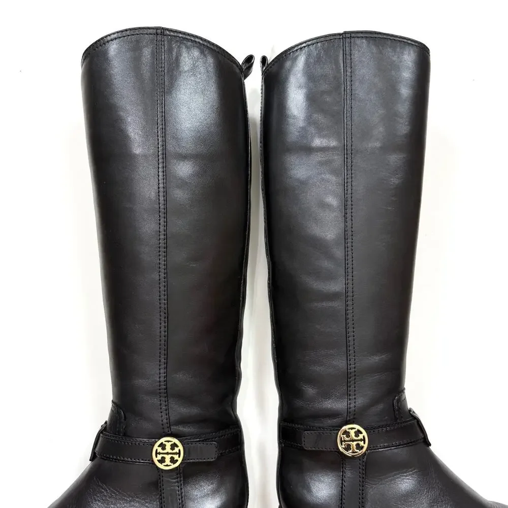Tory Burch Bristol Riding Boots Equestrian Calf in Black